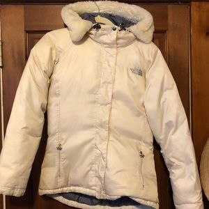 The North Face beige down jacket